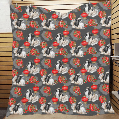 Japanese Chin Pattern Print Design 02 Premium Quilt