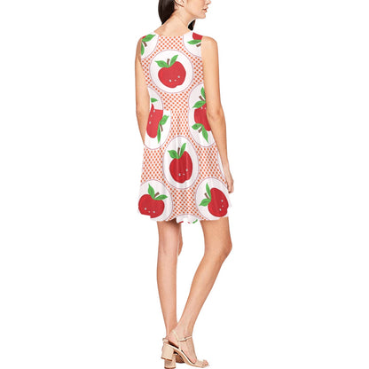 Apple Pattern Print Design AP08 Sleeveless Dress