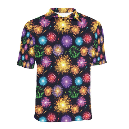 Firework Print Design LKS305 Men Polo Shirt