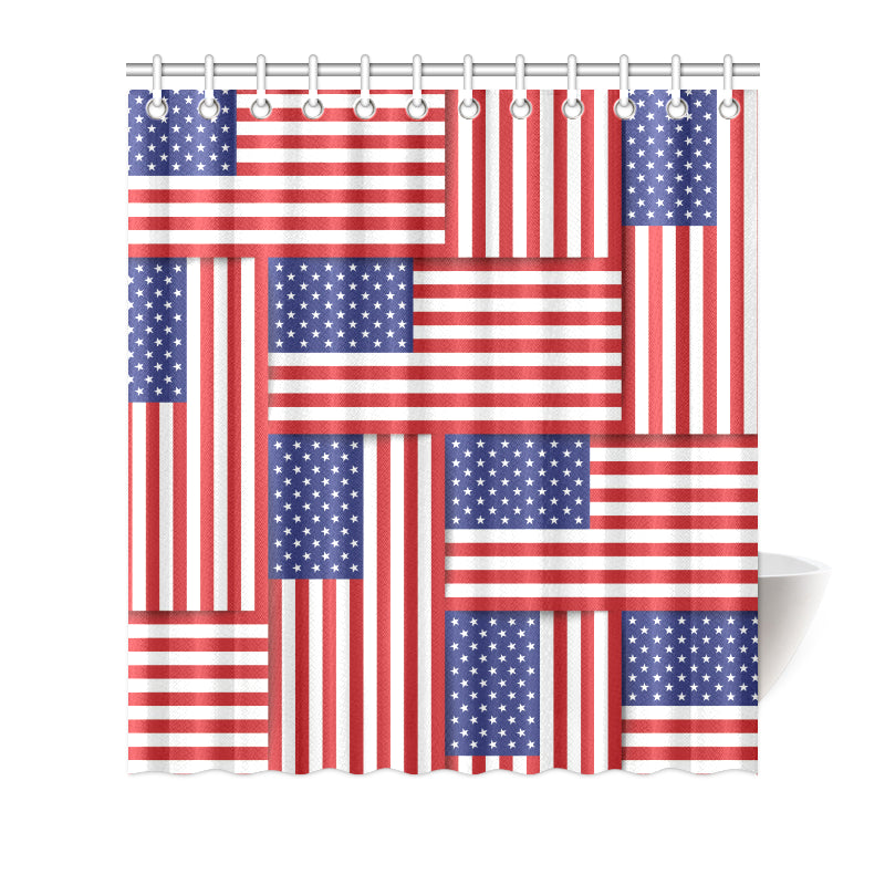 Patriotic US Flag Pattern Print Design A01 Shower Curtain