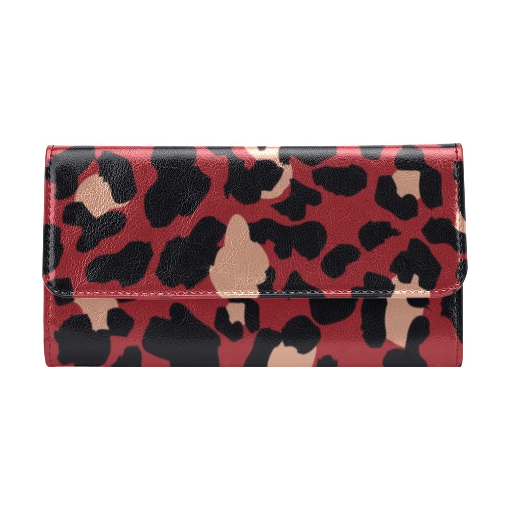 Cheetah Red Print Pattern Women's Trifold Wallet