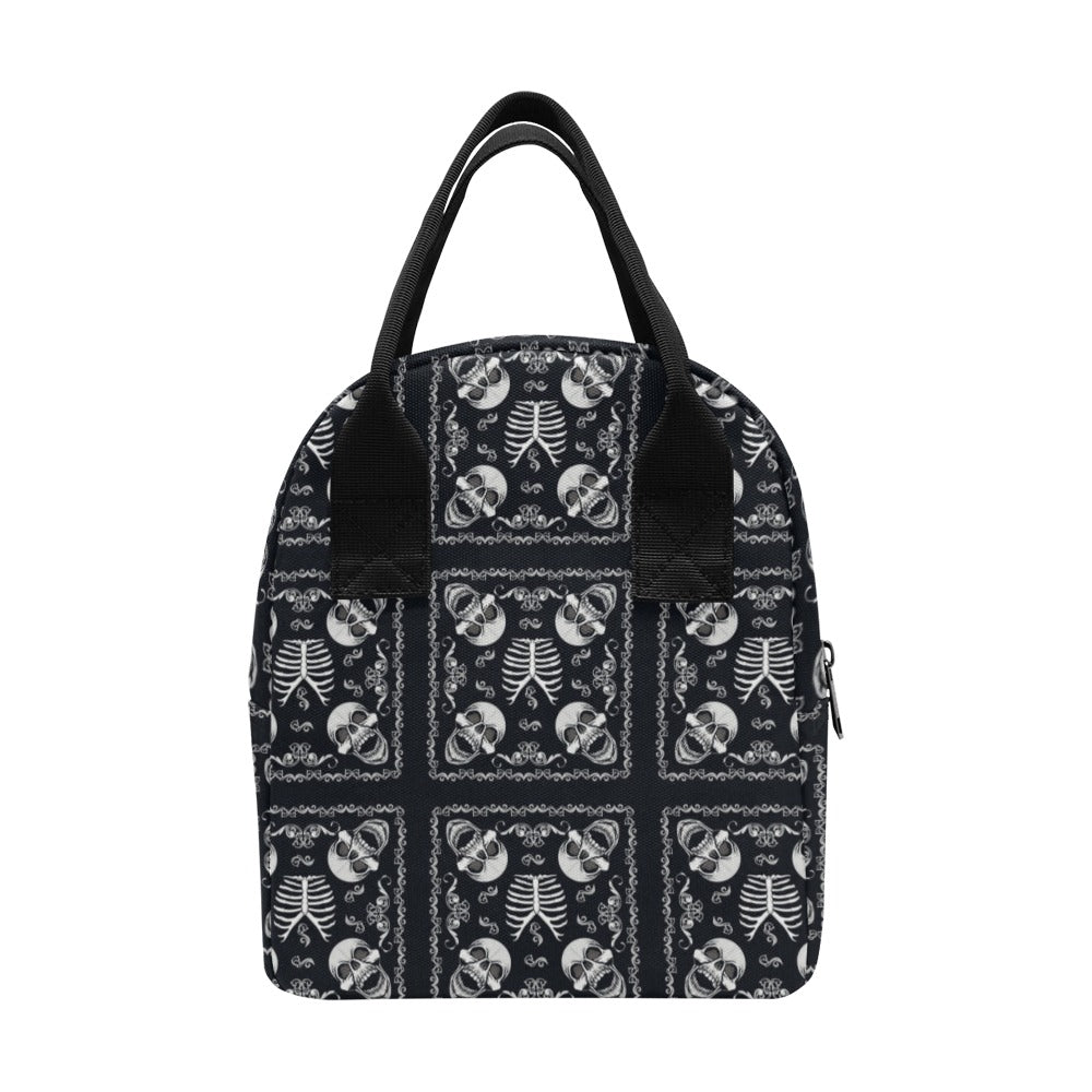 Bandana Skull Black White Print Design LKS306 Insulated Lunch Bag