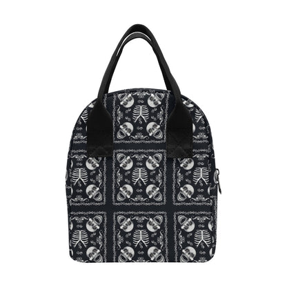 Bandana Skull Black White Print Design LKS306 Insulated Lunch Bag