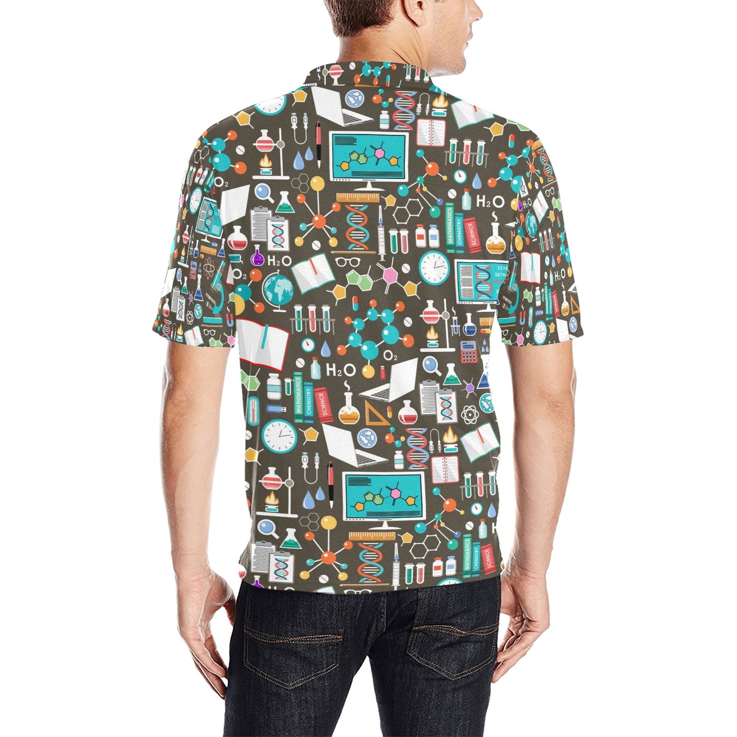 Science Print Design LKS303 Men Polo Shirt
