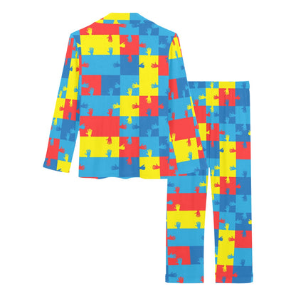 Autism Awareness Design Themed Print Women's Long Pajama Set