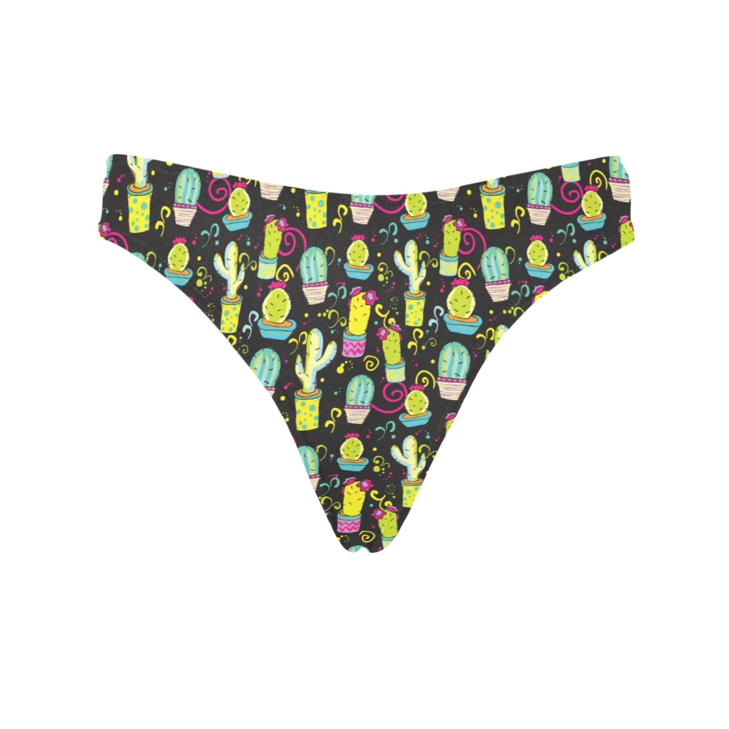 Cactus Neon Style Print Pattern Women's Thongs