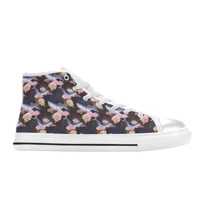 Blue Whale Print Design LKS401 Men's High Top Canvas Shoes