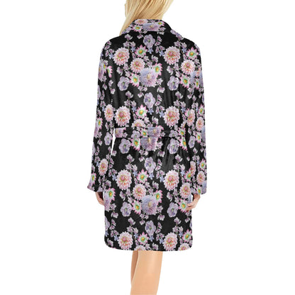 Dahlia Pattern Print Design DH012 Women's Fleece Robe