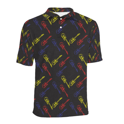 Electric Guitar Pattern Print Design 03 Men Polo Shirt