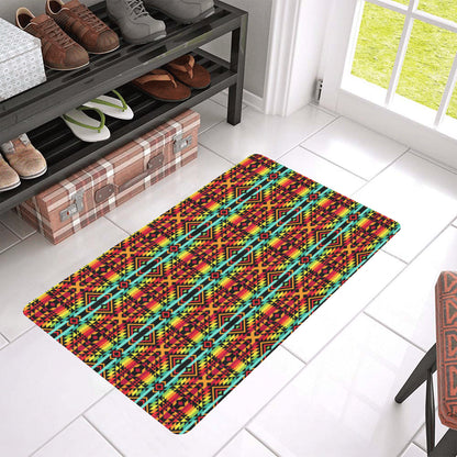 Kente Red Design African Print Rubber Doormat