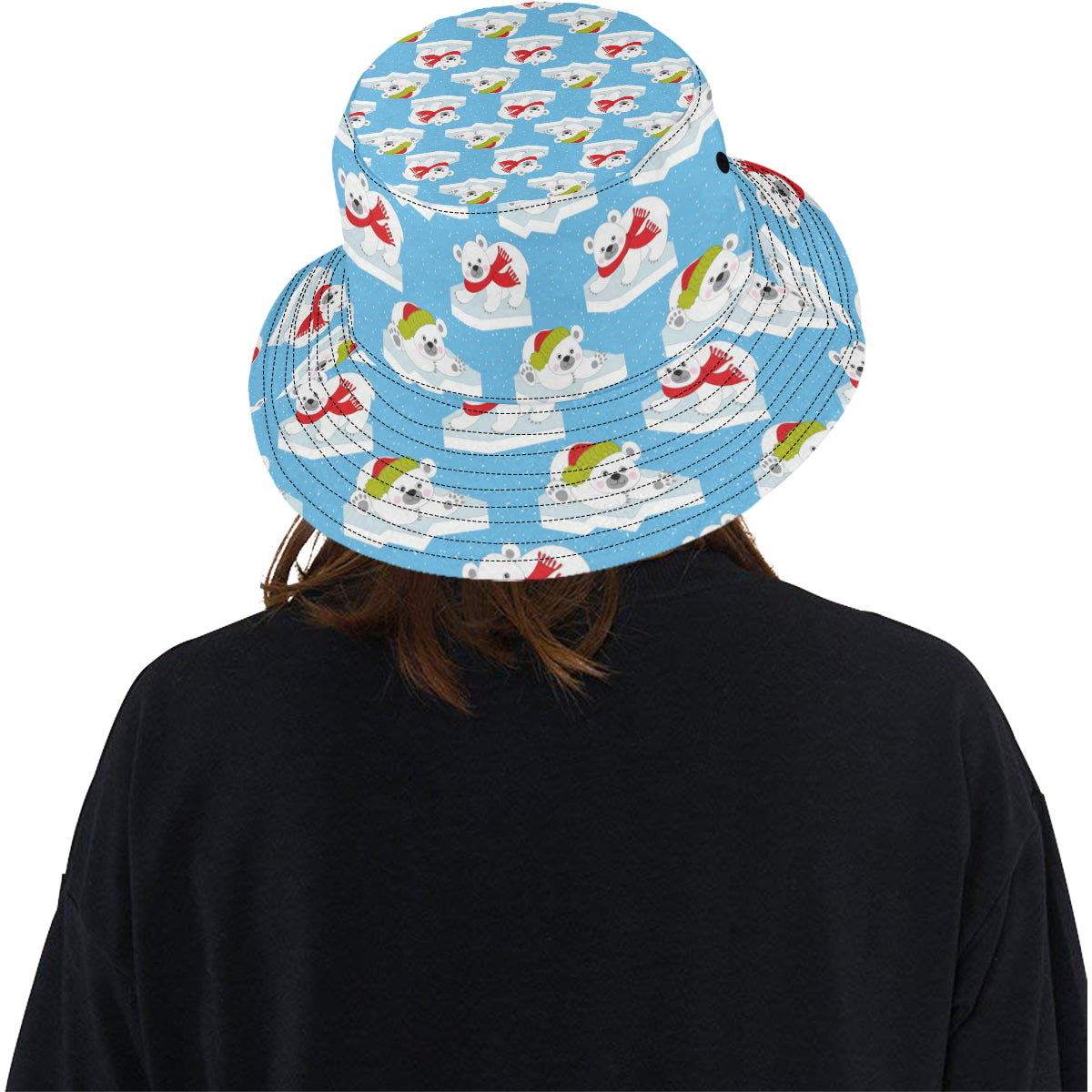 Polar Bear Pattern Print Design PB06 Unisex Bucket Hat
