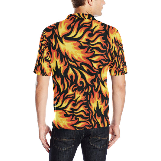 Flame Fire Design Pattern Men Polo Shirt