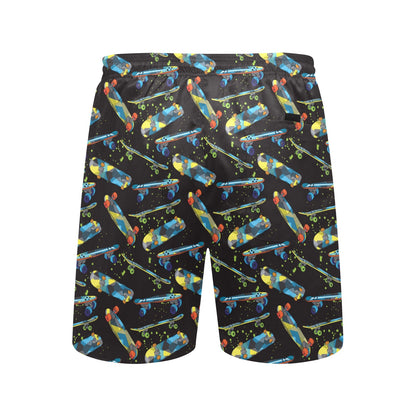 Skateboard Print Design LKS305 Men's Swim Trunks Beach Shorts