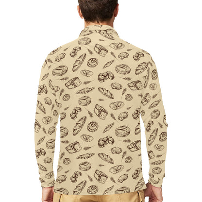 Bread Pattern Print Design 04 Long Sleeve Polo Shirt For Men's