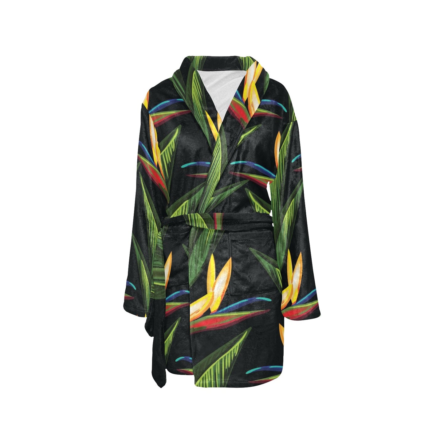 Bird Of Paradise Pattern Print Design BOP012 Women's Fleece Robe