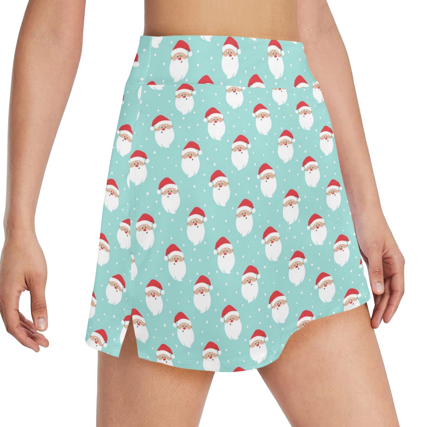 Santa Print Design LKS308 Women's Golf Skirt with Pocket