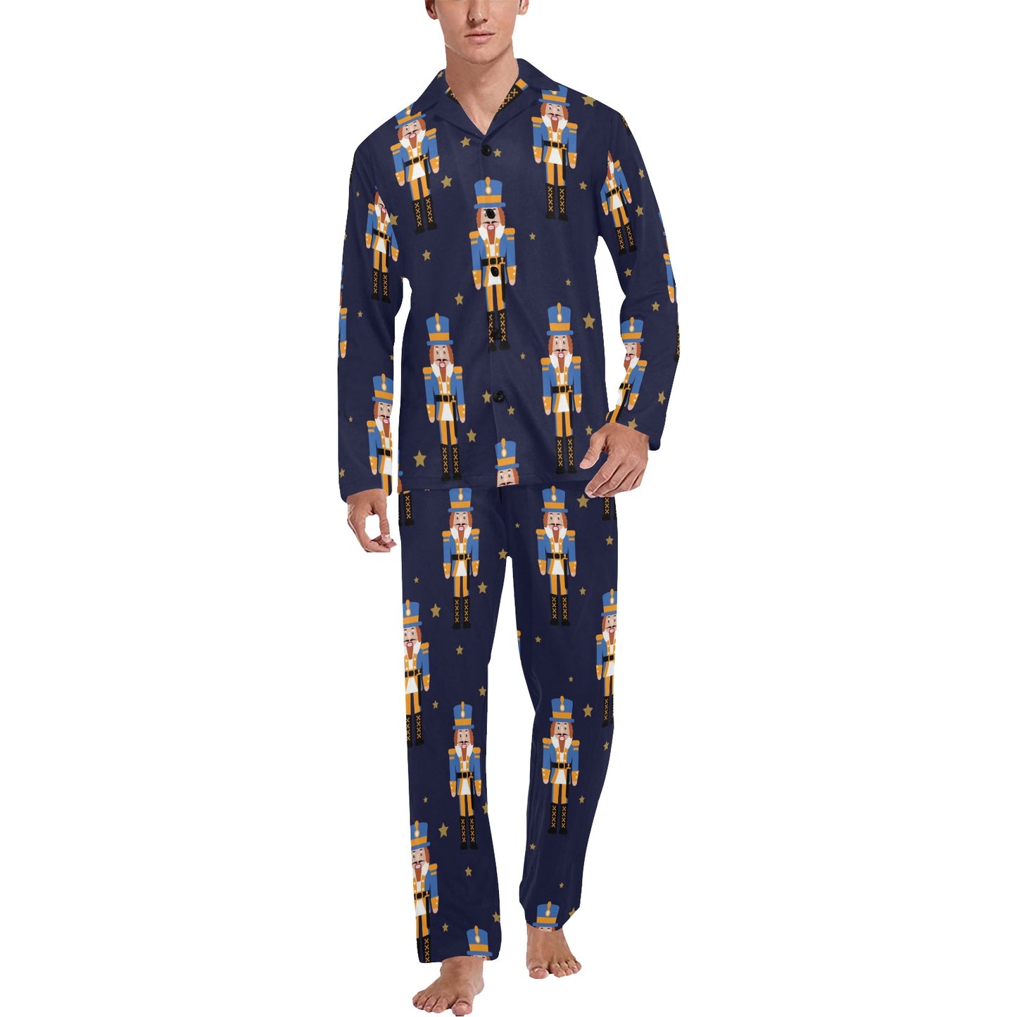 Nutcracker Pattern Print Design A04 Men's Long Pajama Set