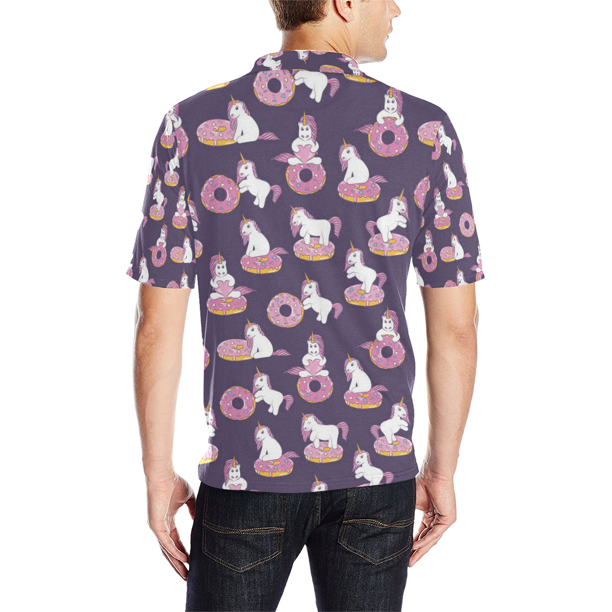 Donut Unicorn Pattern Print Design DN011 Men Polo Shirt