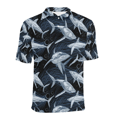 Shark Print Pattern Men Polo Shirt