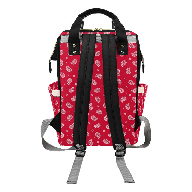 Bandana Red Paisley Print Design LKS305 Diaper Bag Backpack