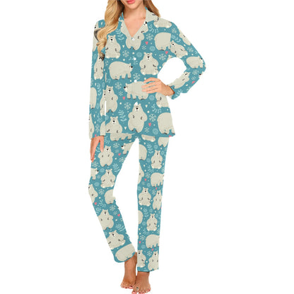 Bear Pattern Print Design BE04 Women's Long Pajama Set