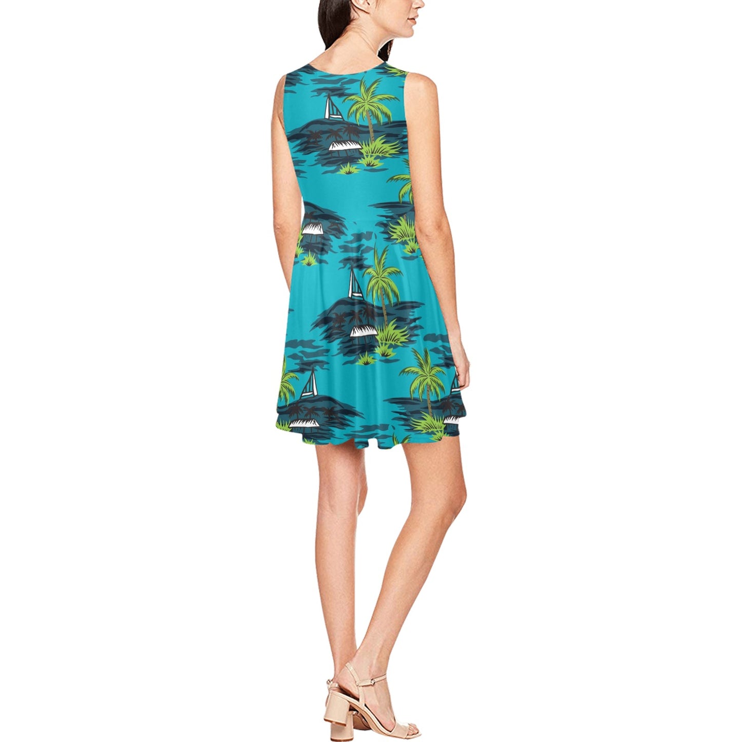 Pacific island Pattern Print Design A01 Sleeveless Dress