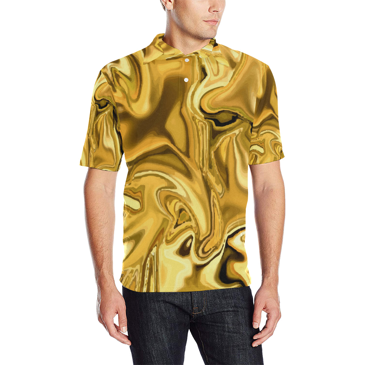 Liquid Pattern Print Design 03 Men Polo Shirt
