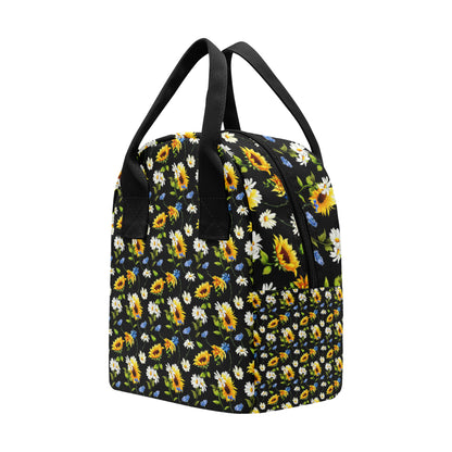 Sunflower Chamomile Bright Color Print Insulated Lunch Bag