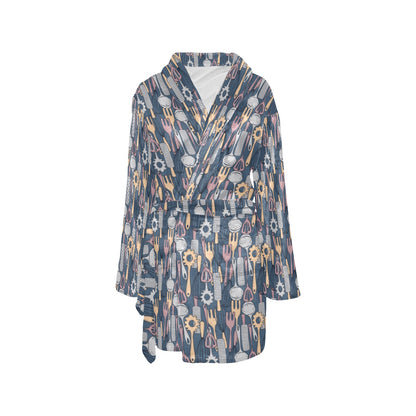 Cooking Kitchen Tools Pattern Print Design 05 Women's Fleece Robe