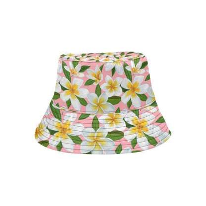 White Plumeria Pattern Print Design PM011 Unisex Bucket Hat