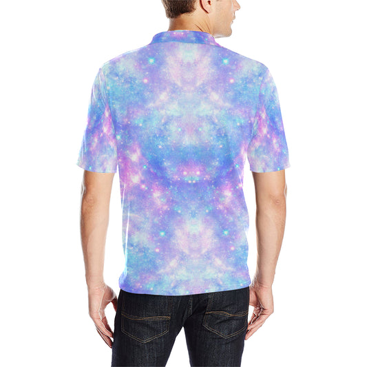 Galaxy Stardust Pastel Color Print Men Polo Shirt