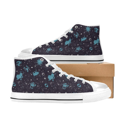 Zodiac Print Design LKS303 Men's High Top Canvas Shoes