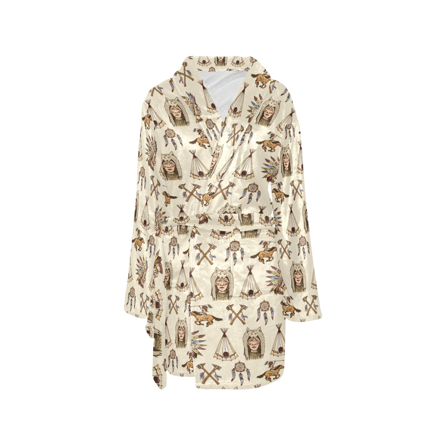 Native Indian Pattern Design Print Women's Fleece Robe
