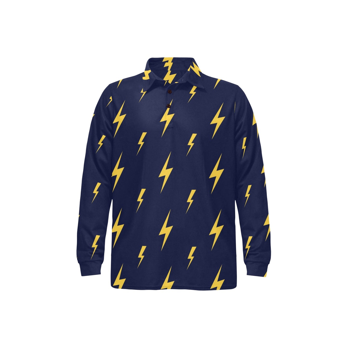Lightning Thunder Pattern Print Design 03 Long Sleeve Polo Shirt For Men's