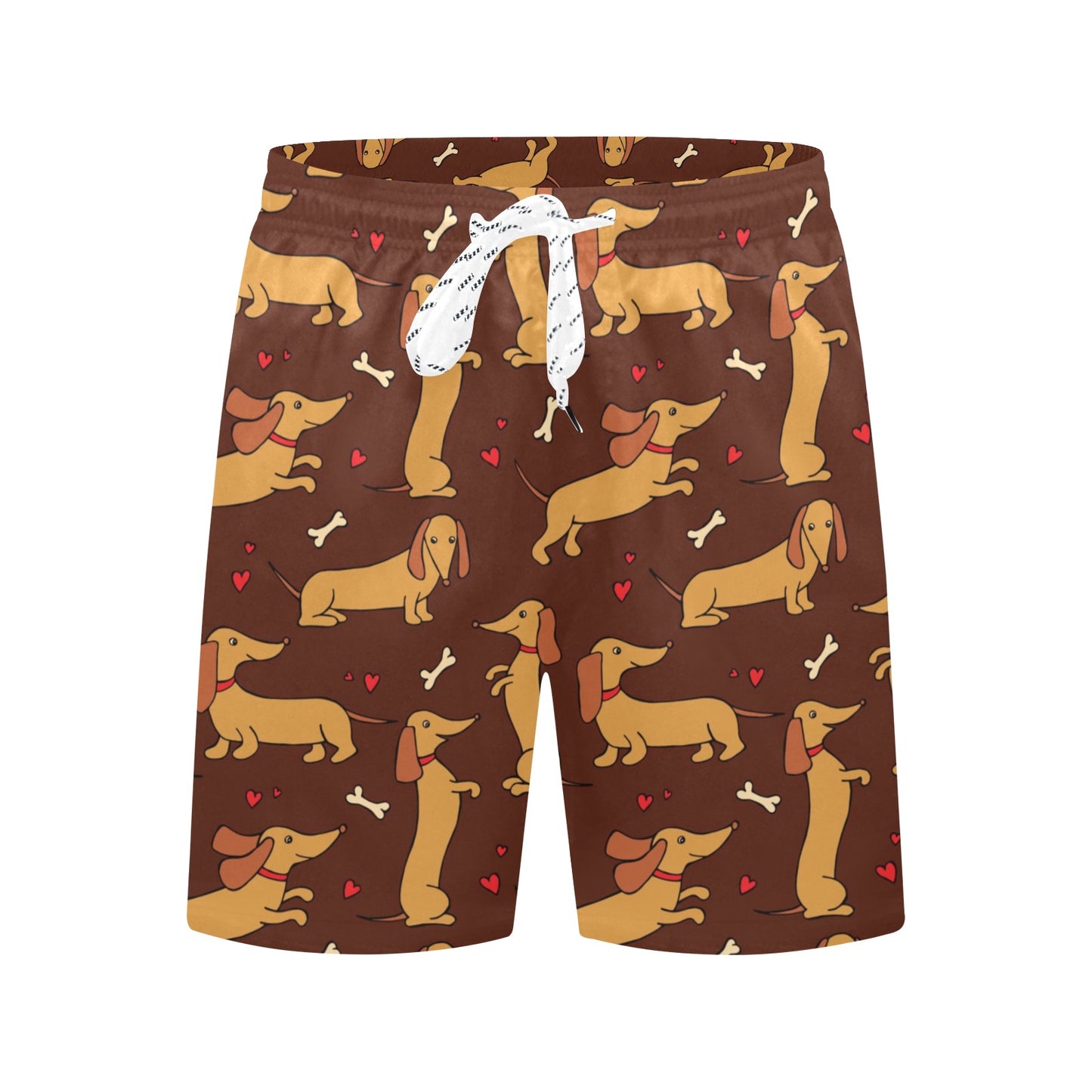 Dachshund Happy Print Pattern Men's Swim Trunks Beach Shorts