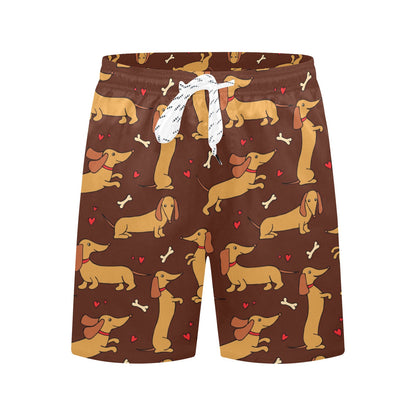 Dachshund Happy Print Pattern Men's Swim Trunks Beach Shorts