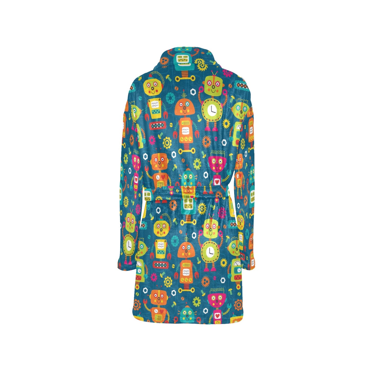 Robot Pattern Print Design A04 Women's Fleece Robe