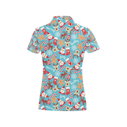 Santa Christmas Themed Print Design LKS306 Women's Polo Shirt