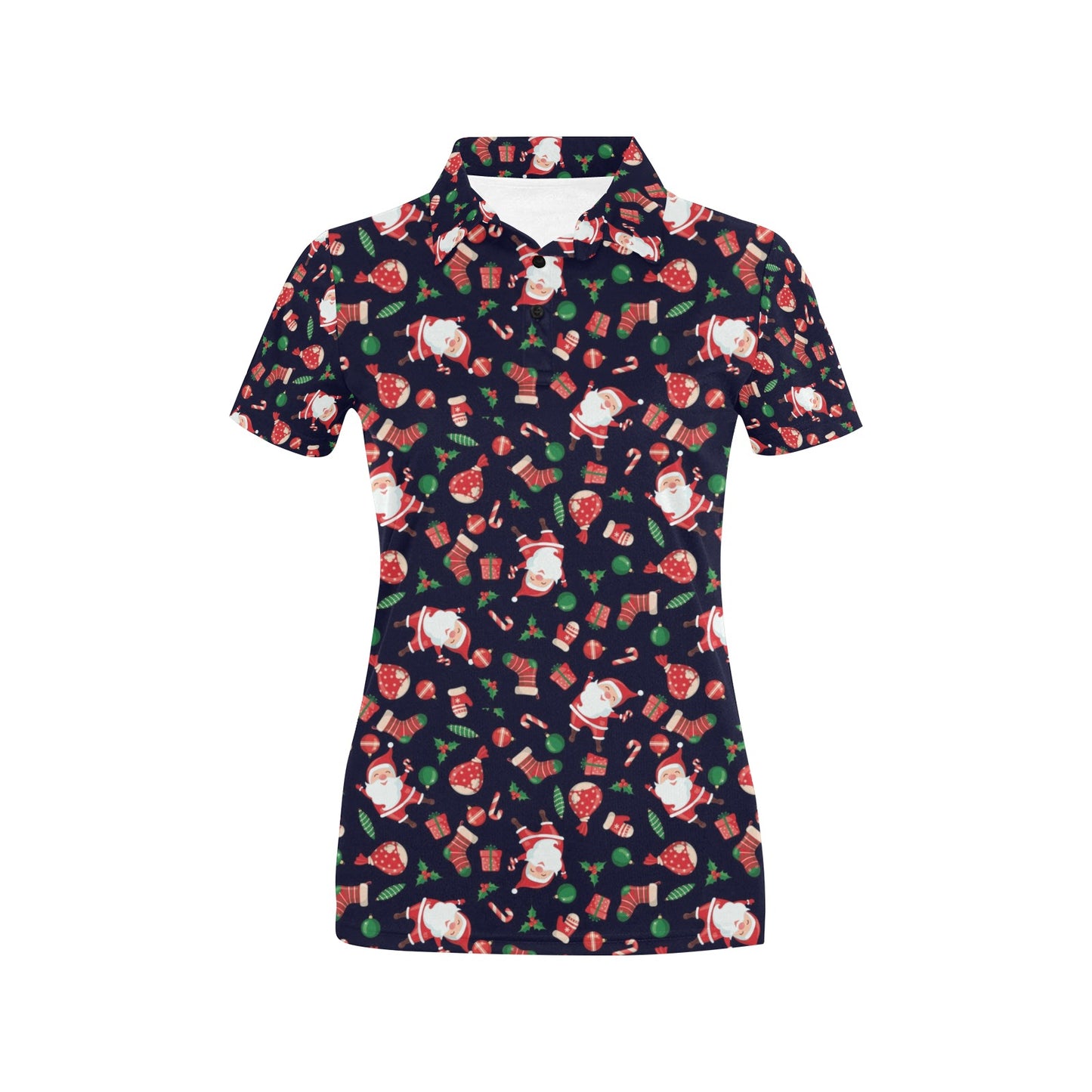 Santa Christmas Themed Print Design LKS304 Women's Polo Shirt