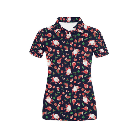 Santa Christmas Themed Print Design LKS304 Women's Polo Shirt