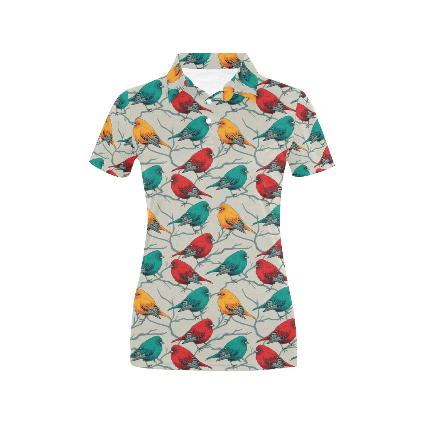 Birds Pattern Print Design 04 Women's Polo Shirt