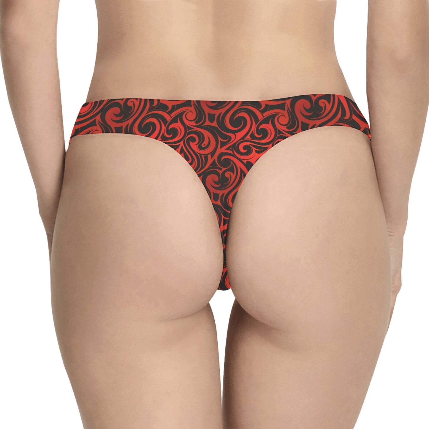 Maori Red Black Themed Design Women's Thongs