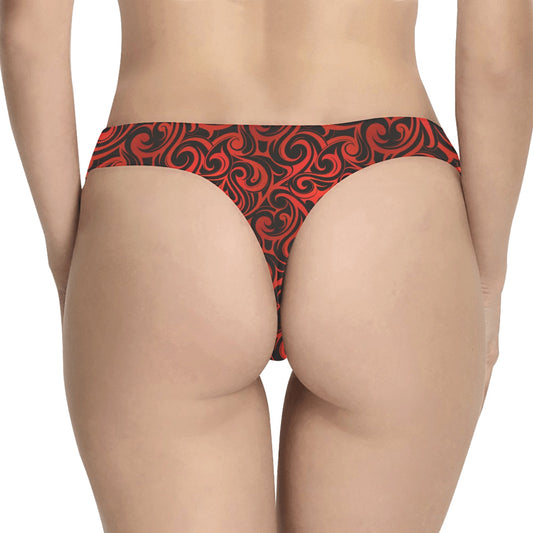 Maori Red Black Themed Design Women's Thongs