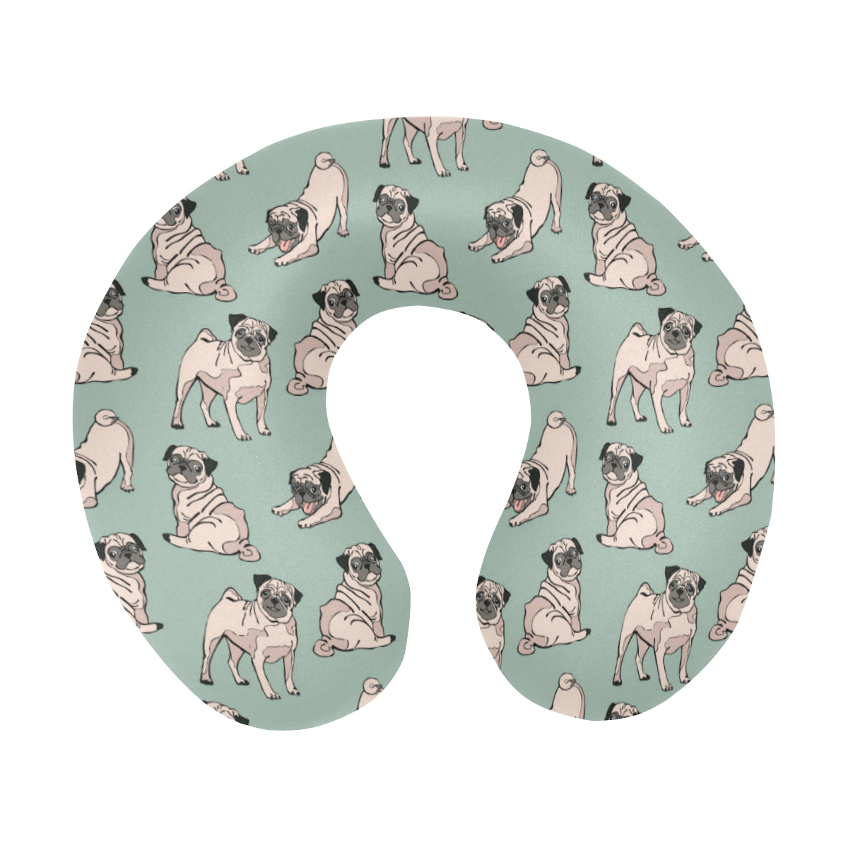 Pug Pattern Print Design A01 U-Shaped Travel Neck Pillow