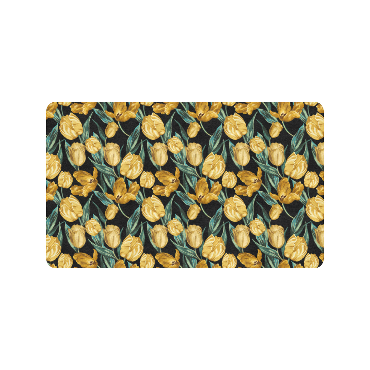 Elegant Yellow Tulip Print Rubber Doormat