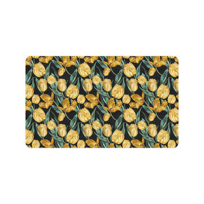 Elegant Yellow Tulip Print Rubber Doormat