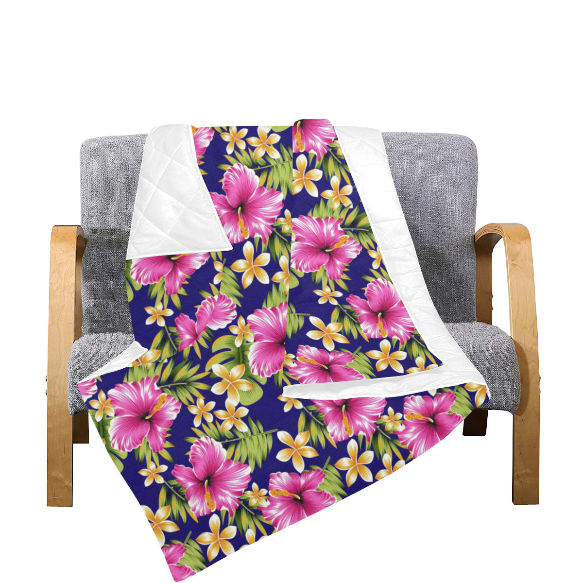 Pink Hibiscus Pattern Print Design HB027 Premium Quilt