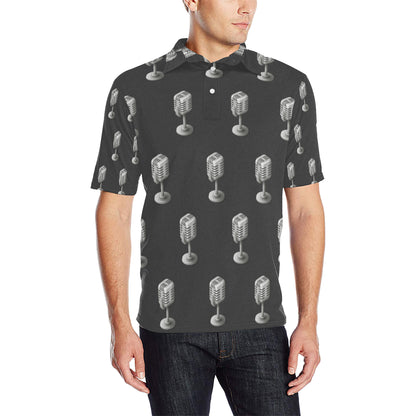 Microphone Vintage Pattern Print Design 01 Men Polo Shirt