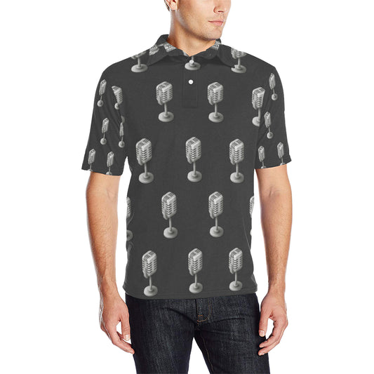 Microphone Vintage Pattern Print Design 01 Men Polo Shirt