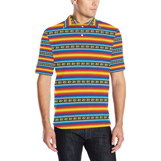 Mexican Blanket ZigZag Print Pattern Men Polo Shirt